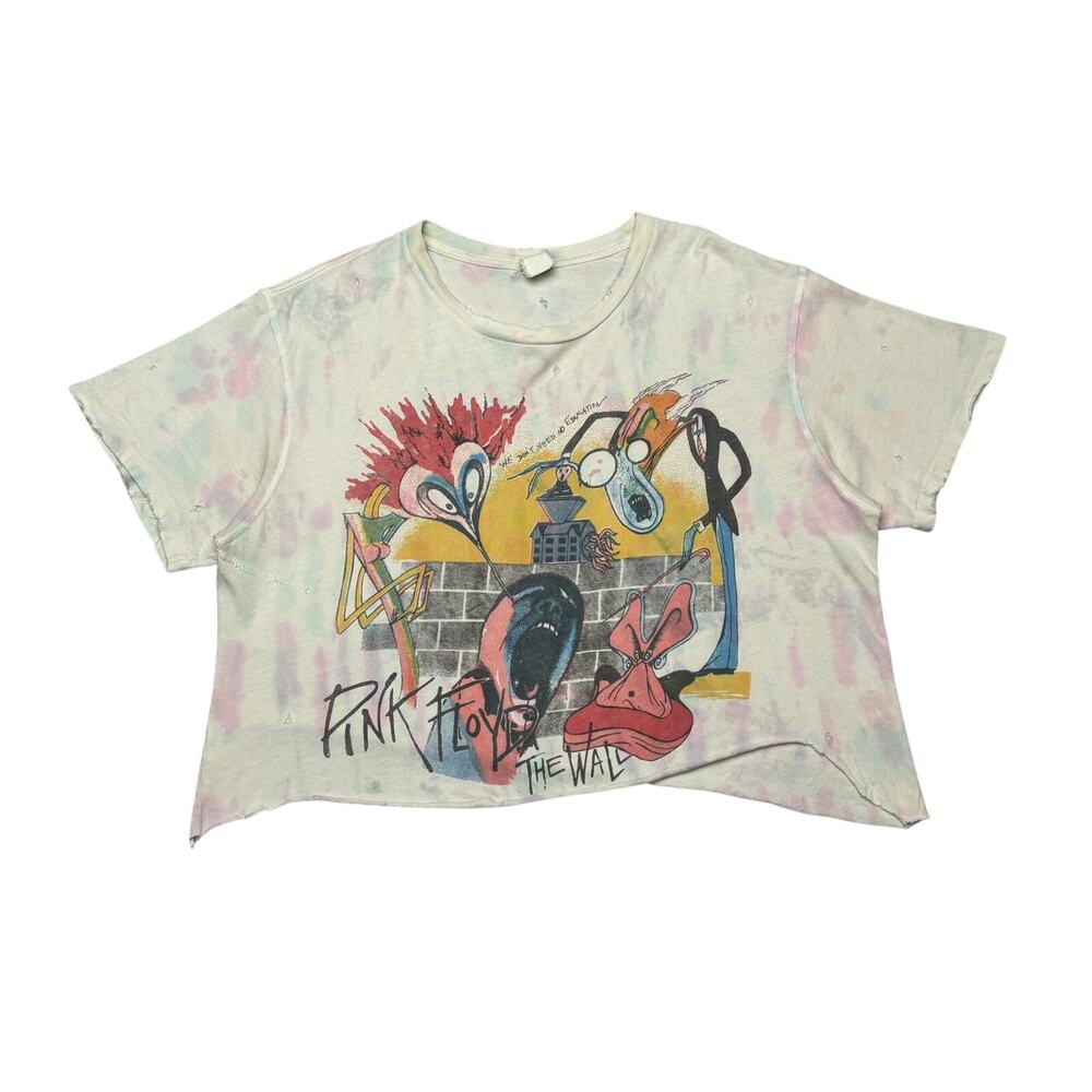 Madeworn Pink Floyd The Wall Tie Dye Crop T Shirt OS Vintage Grunge